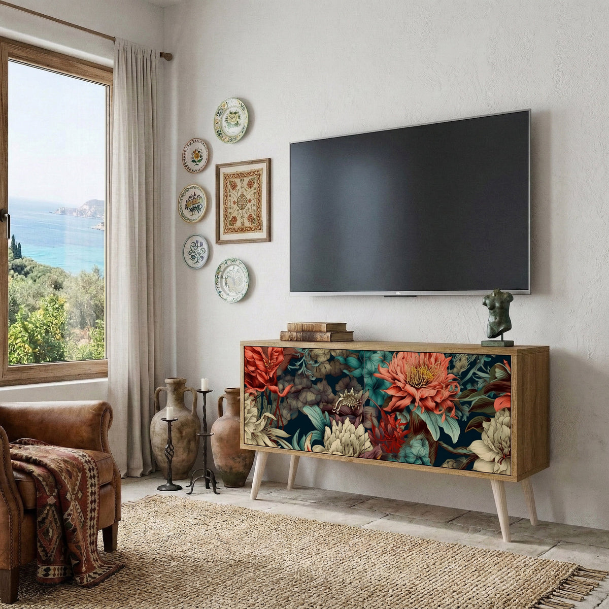 SPROUTING GRACE Compact 2-Door TV Cabinet