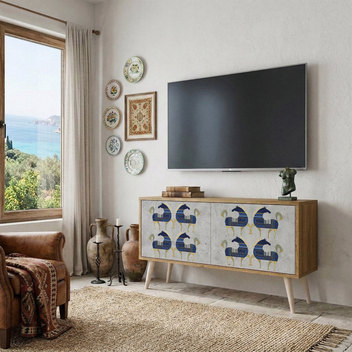 MAJESTIC STEED Compact 2-Door TV Cabinet