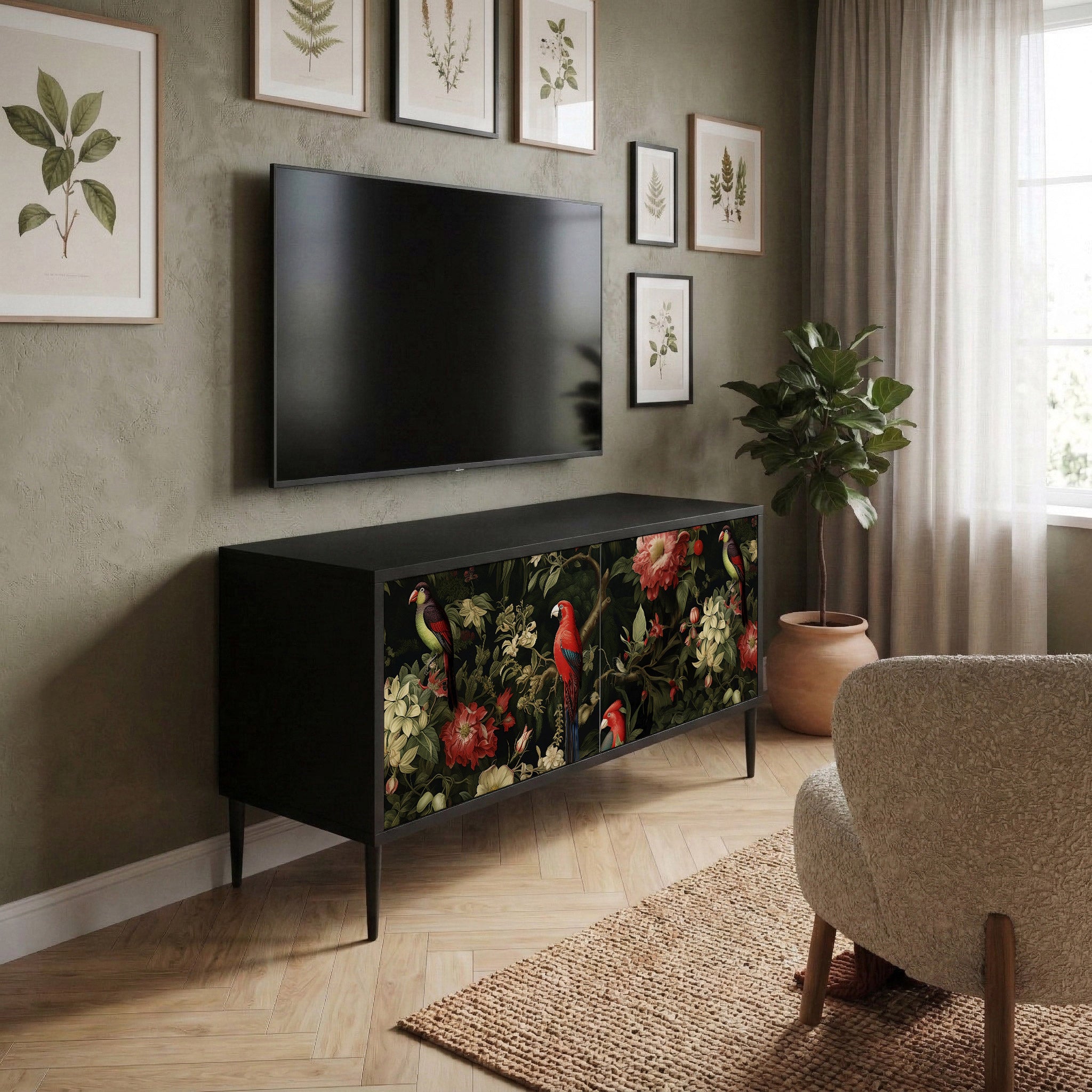 AVIAN GREENERY Compact 2-Door TV Cabinet