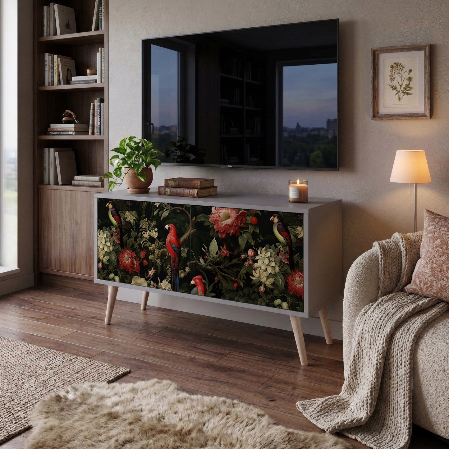 AVIAN GREENERY Compact 2-Door TV Cabinet