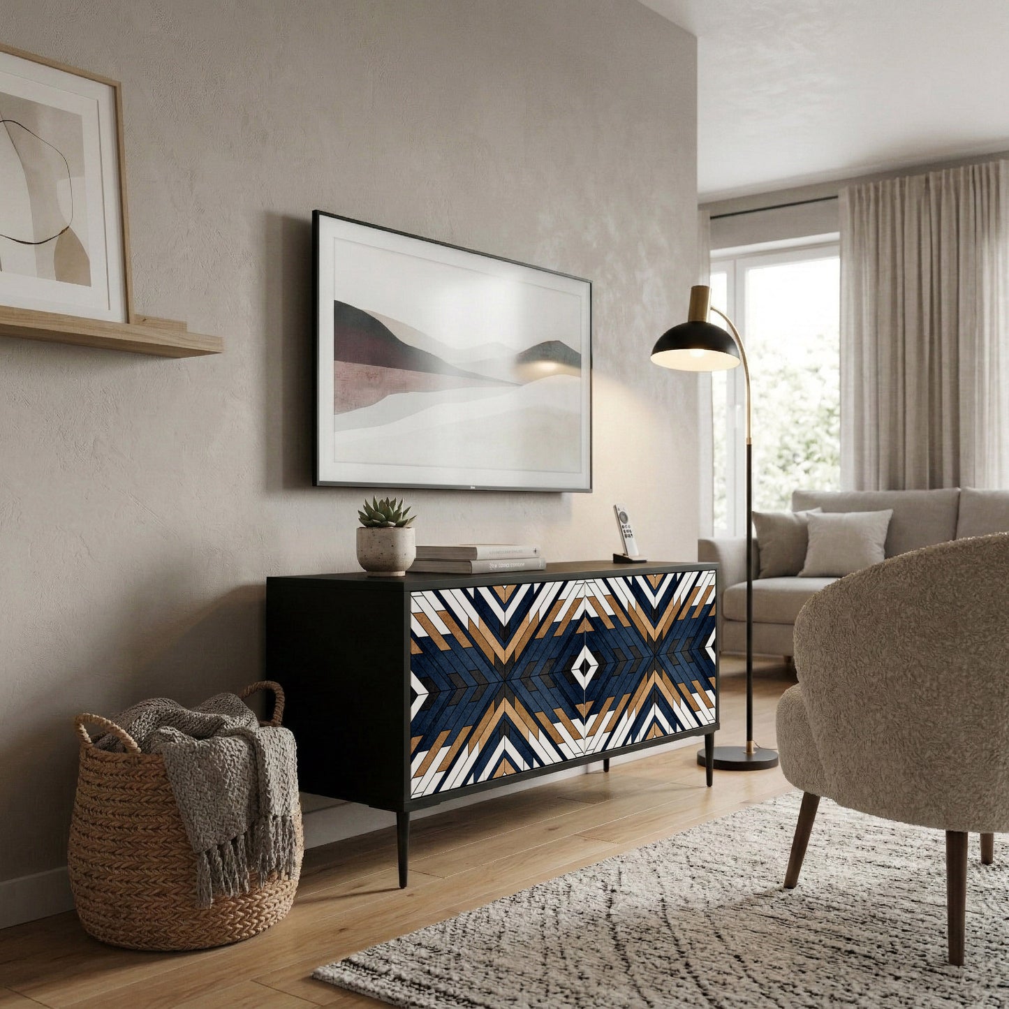 ARTFUL GEOMETRY Compact 2-Door TV Cabinet