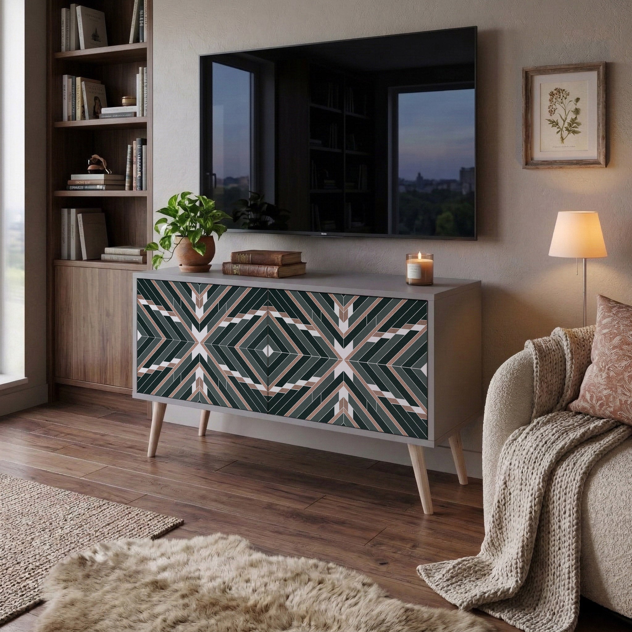 DIMENSION DELIGHTS Compact 2-Door TV Cabinet