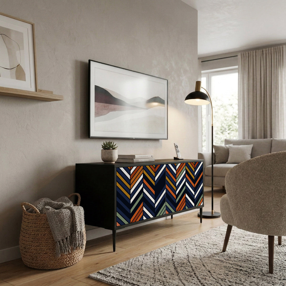 VIBRANT PATCHWORK Compact 2-Door TV Cabinet