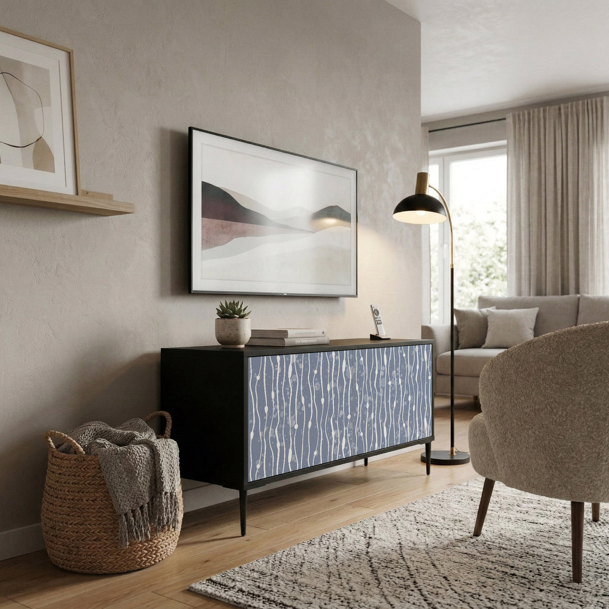 GRAPHITE RAIN Compact 2-Door TV Cabinet