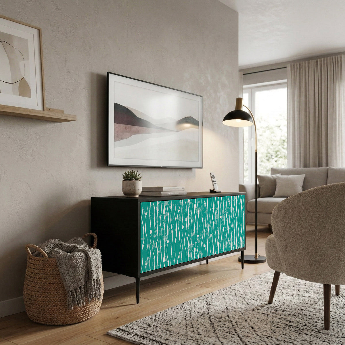 TURQUOISE RAIN Compact 2-Door TV Cabinet