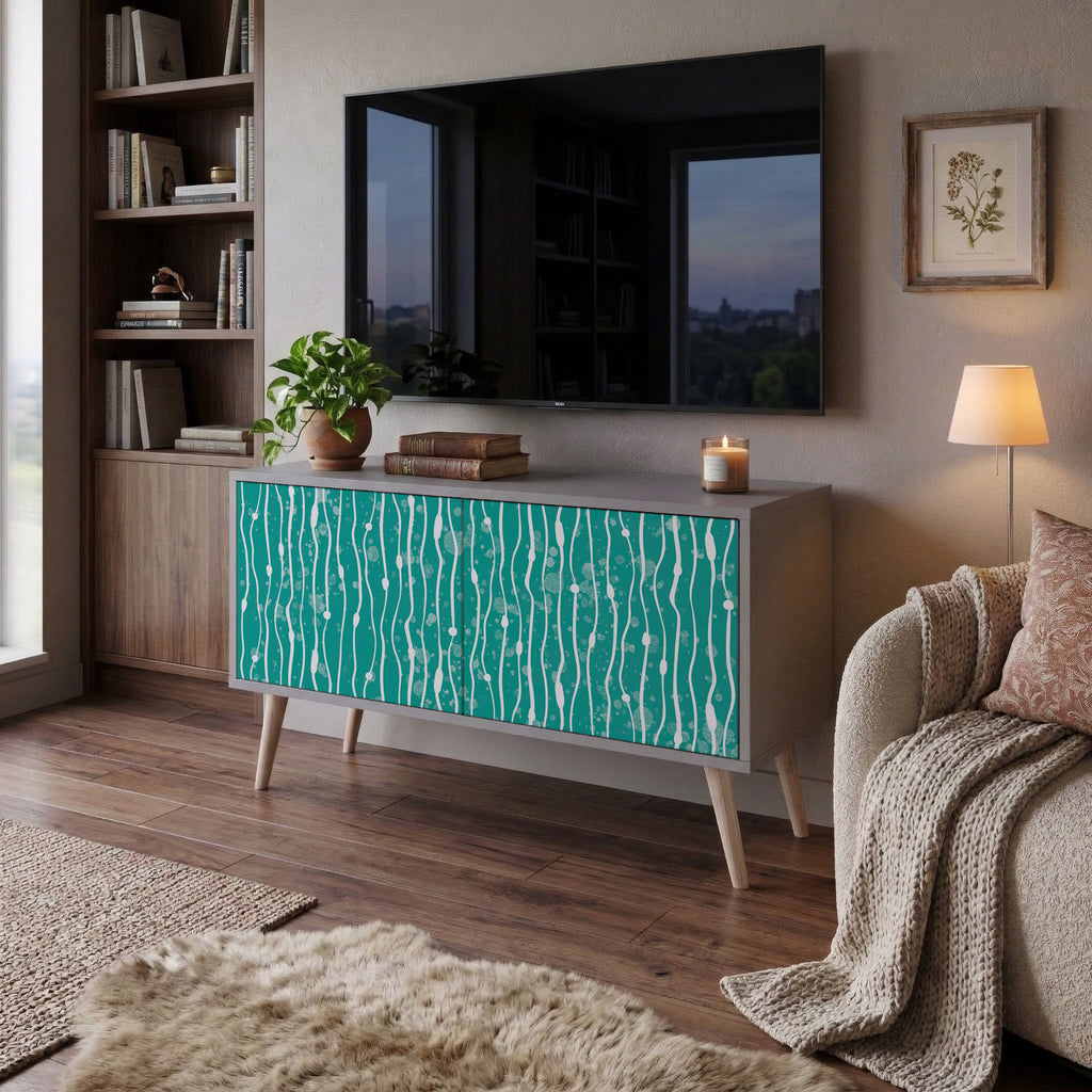 TURQUOISE RAIN Compact 2-Door TV Cabinet