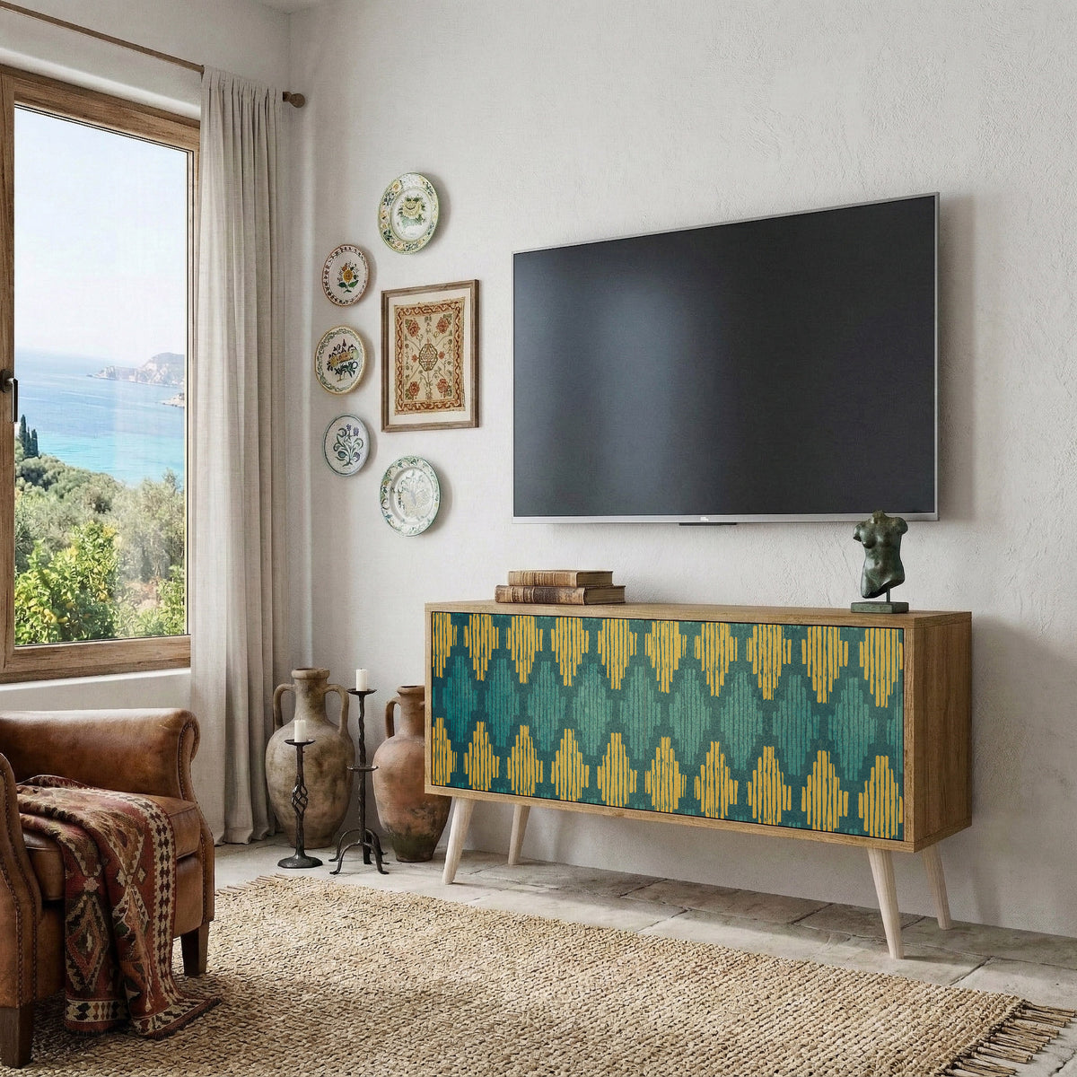 POLYGONS Compact 2-Door TV Cabinet