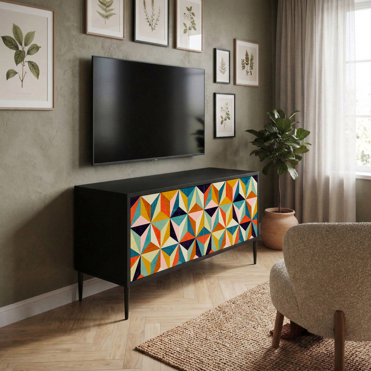 TESSELATE TREASURES Compact 2-Door TV Cabinet
