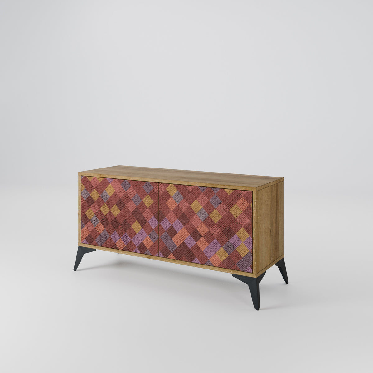 PAINTED SQUARES Compact 2-Door TV Cabinet