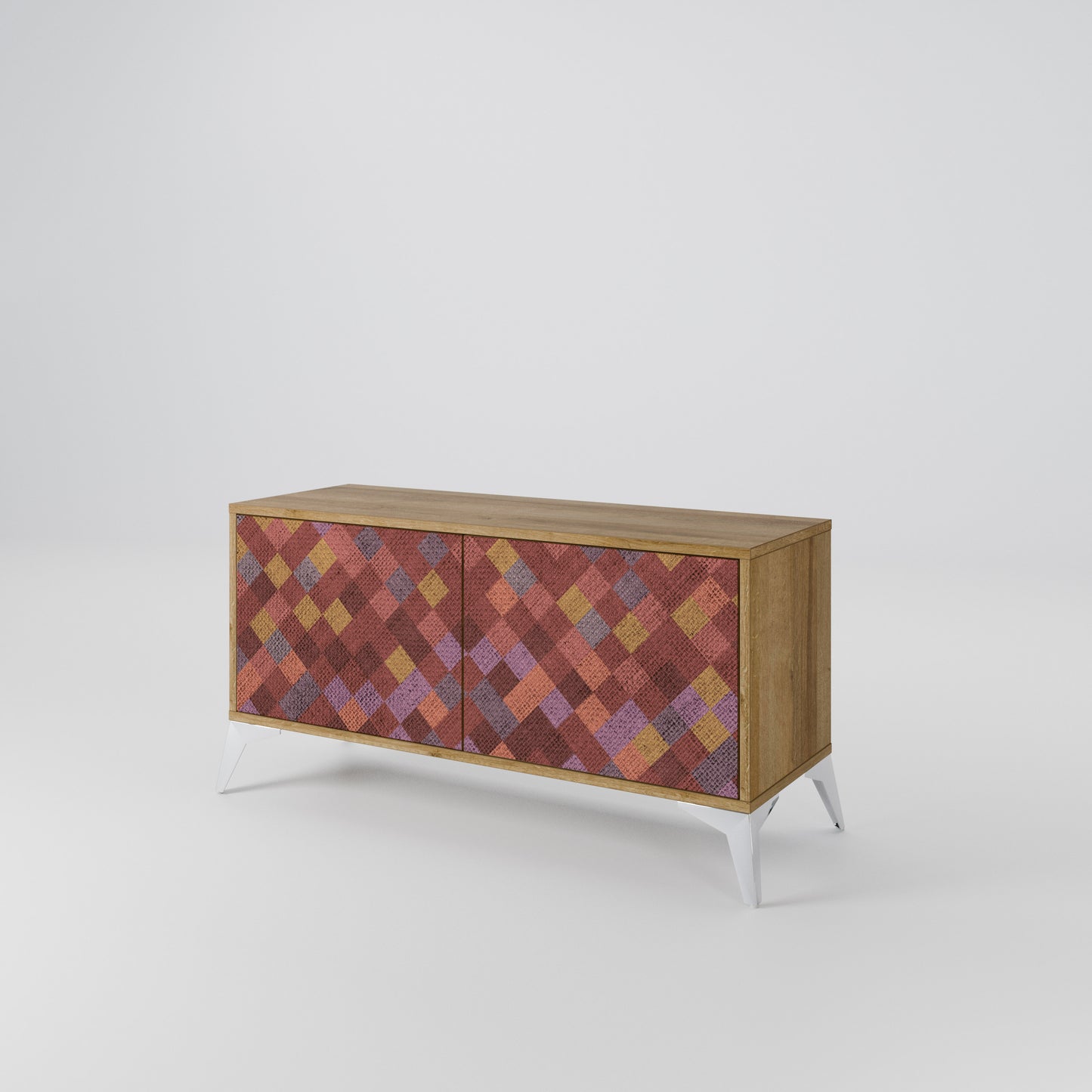 PAINTED SQUARES Compact 2-Door TV Cabinet