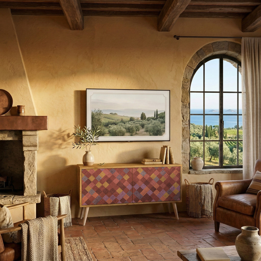 PAINTED SQUARES Compact 2-Door TV Cabinet