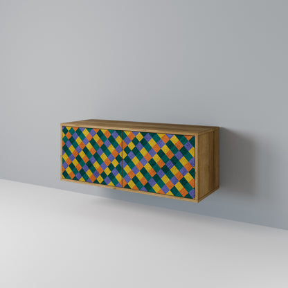 PAINTED SQUARES MIX Compact 2-Door TV Cabinet