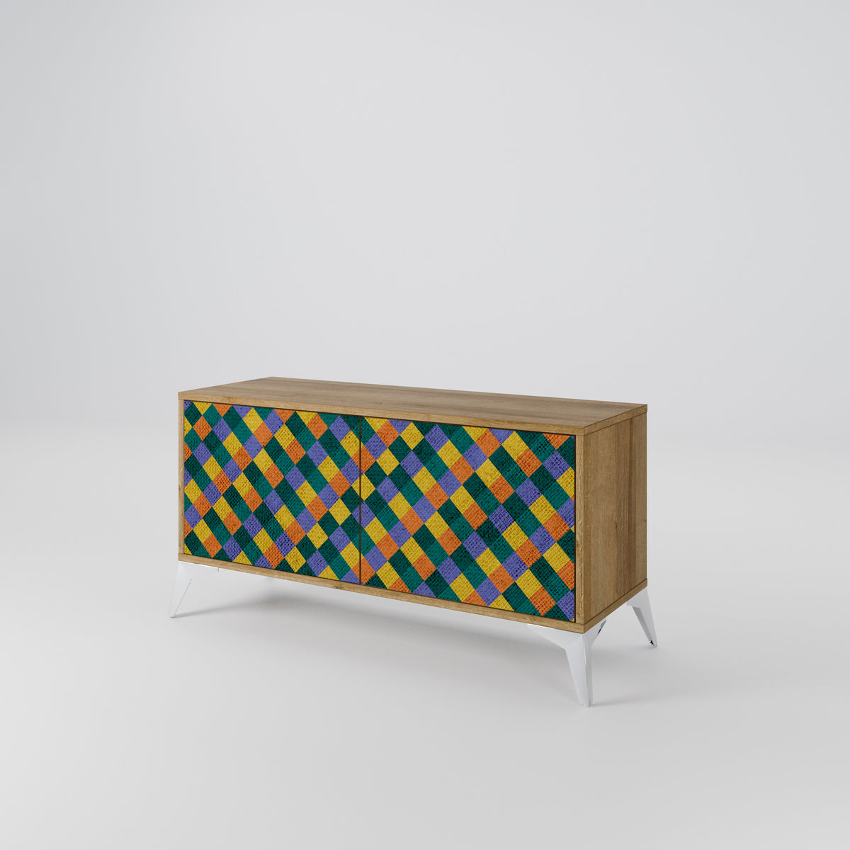 PAINTED SQUARES MIX Compact 2-Door TV Cabinet
