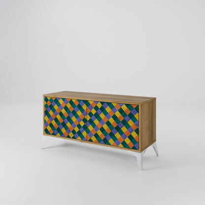 PAINTED SQUARES MIX Compact 2-Door TV Cabinet