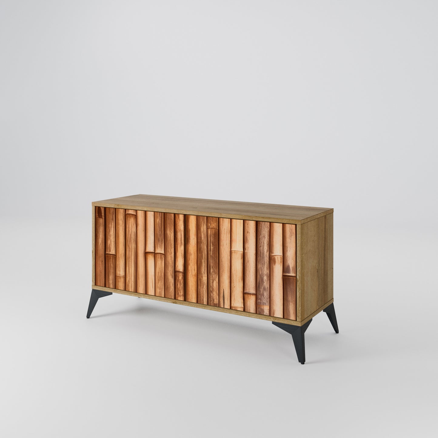 NATURAL WOOD Compact 2-Door TV Cabinet