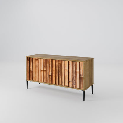 NATURAL WOOD Compact 2-Door TV Cabinet