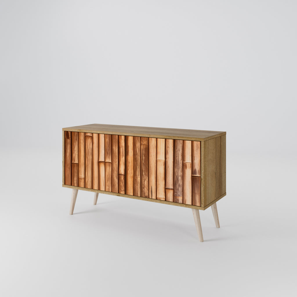 NATURAL WOOD Compact 2-Door TV Cabinet