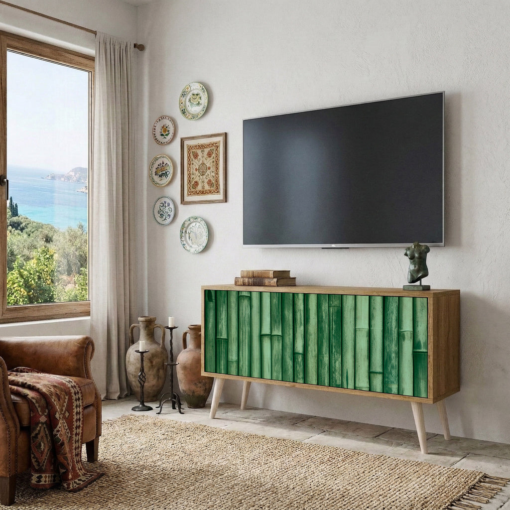 NATURAL GREEN Compact 2-Door TV Cabinet