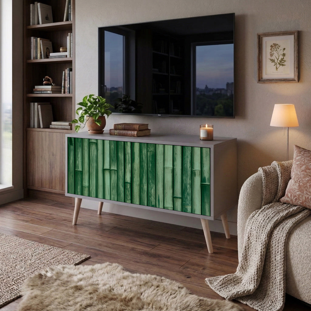 NATURAL GREEN Compact 2-Door TV Cabinet