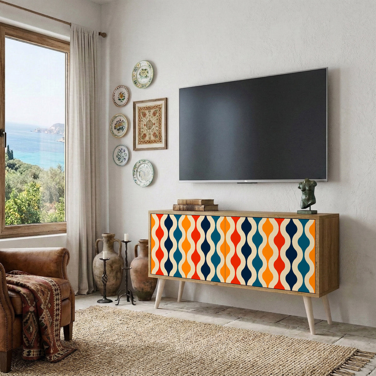 COLORFUL NOSTALGIA Compact 2-Door TV Cabinet
