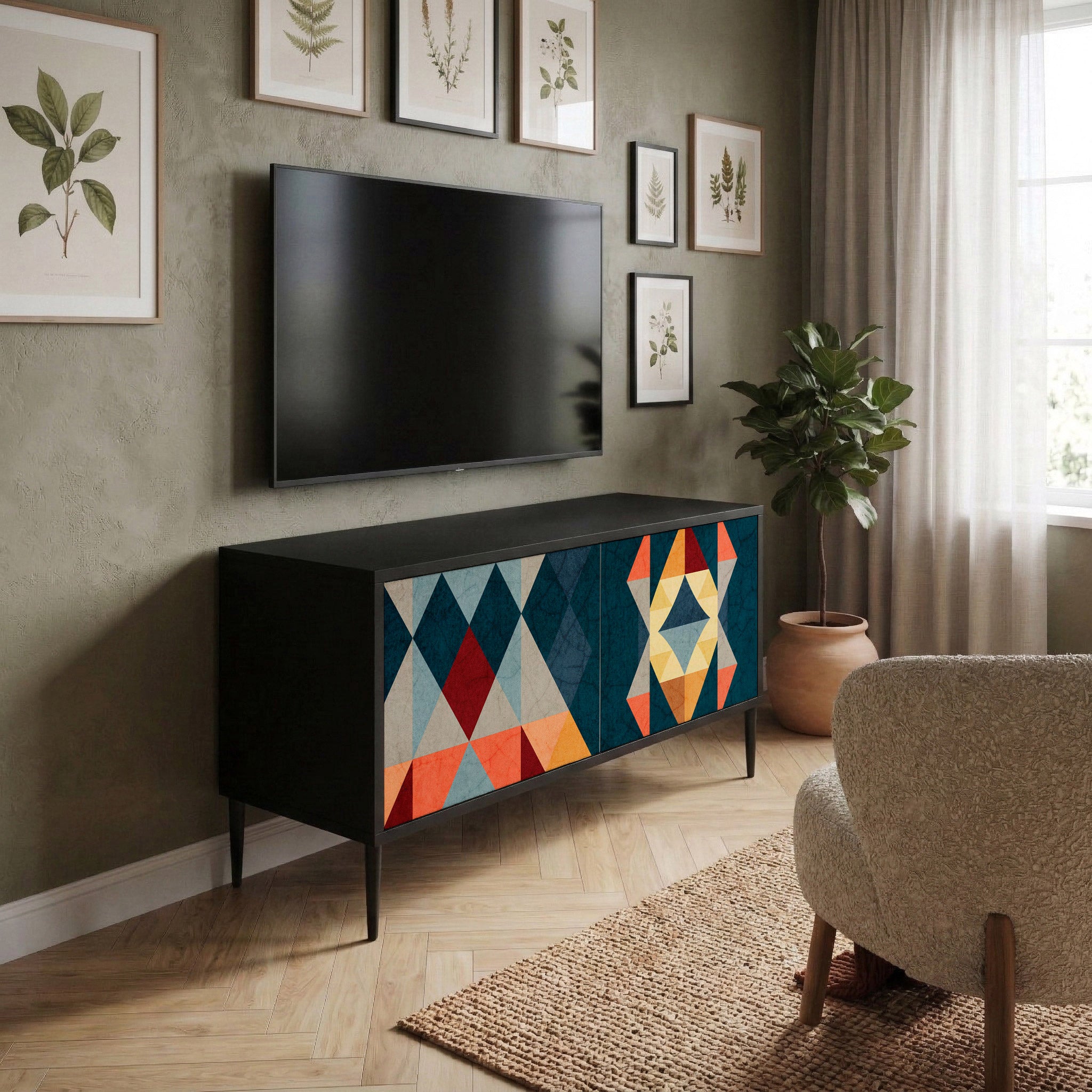 CRACKED ILLUSION Compact 2-Door TV Cabinet