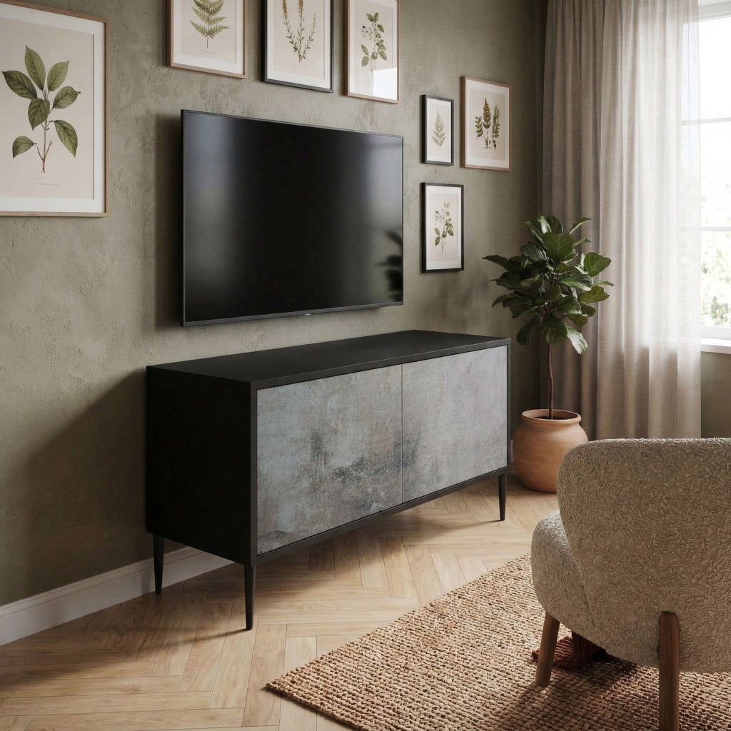 CONCRETE WALL Compact 2-Door TV Cabinet