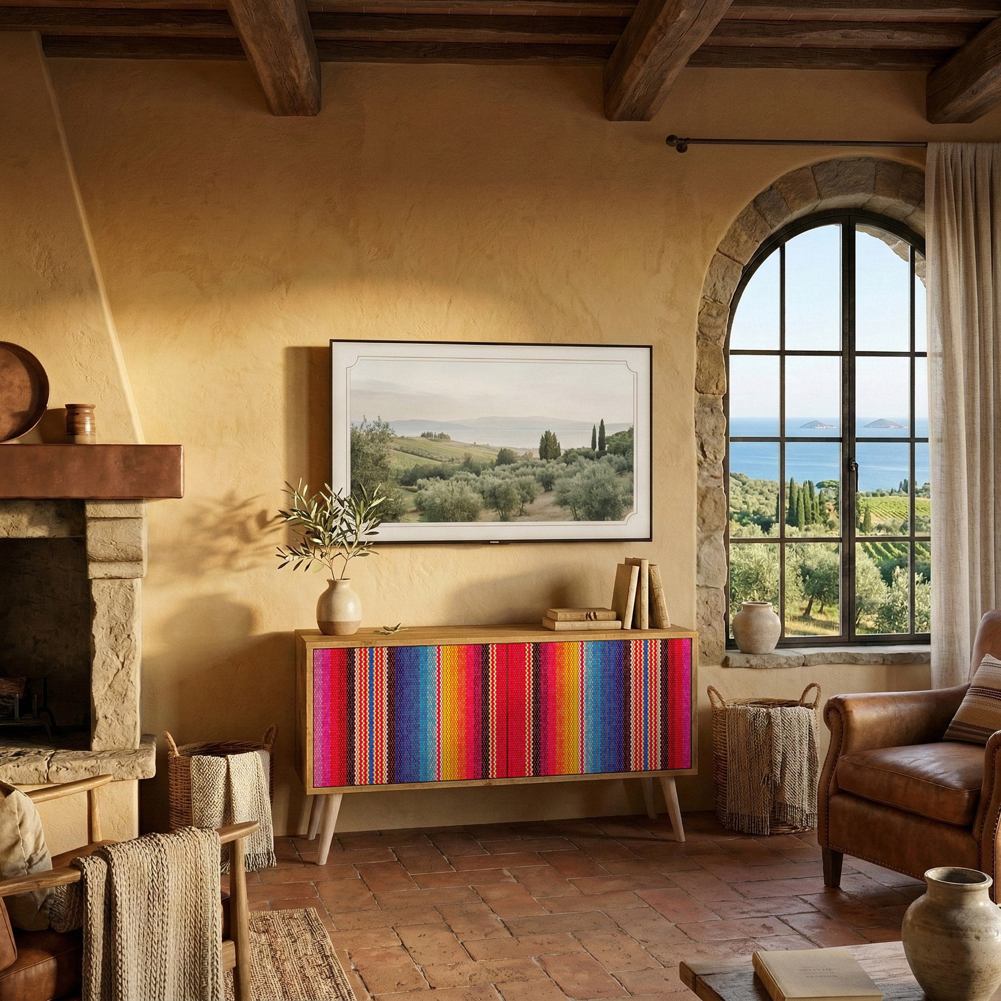 ETHNIC MEXICAN Compact 2-Door TV Cabinet