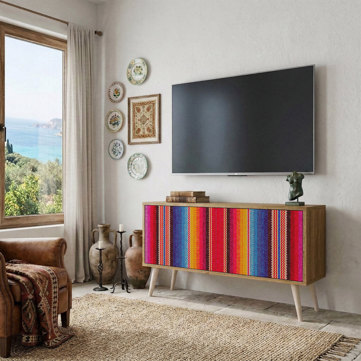 ETHNIC MEXICAN Compact 2-Door TV Cabinet
