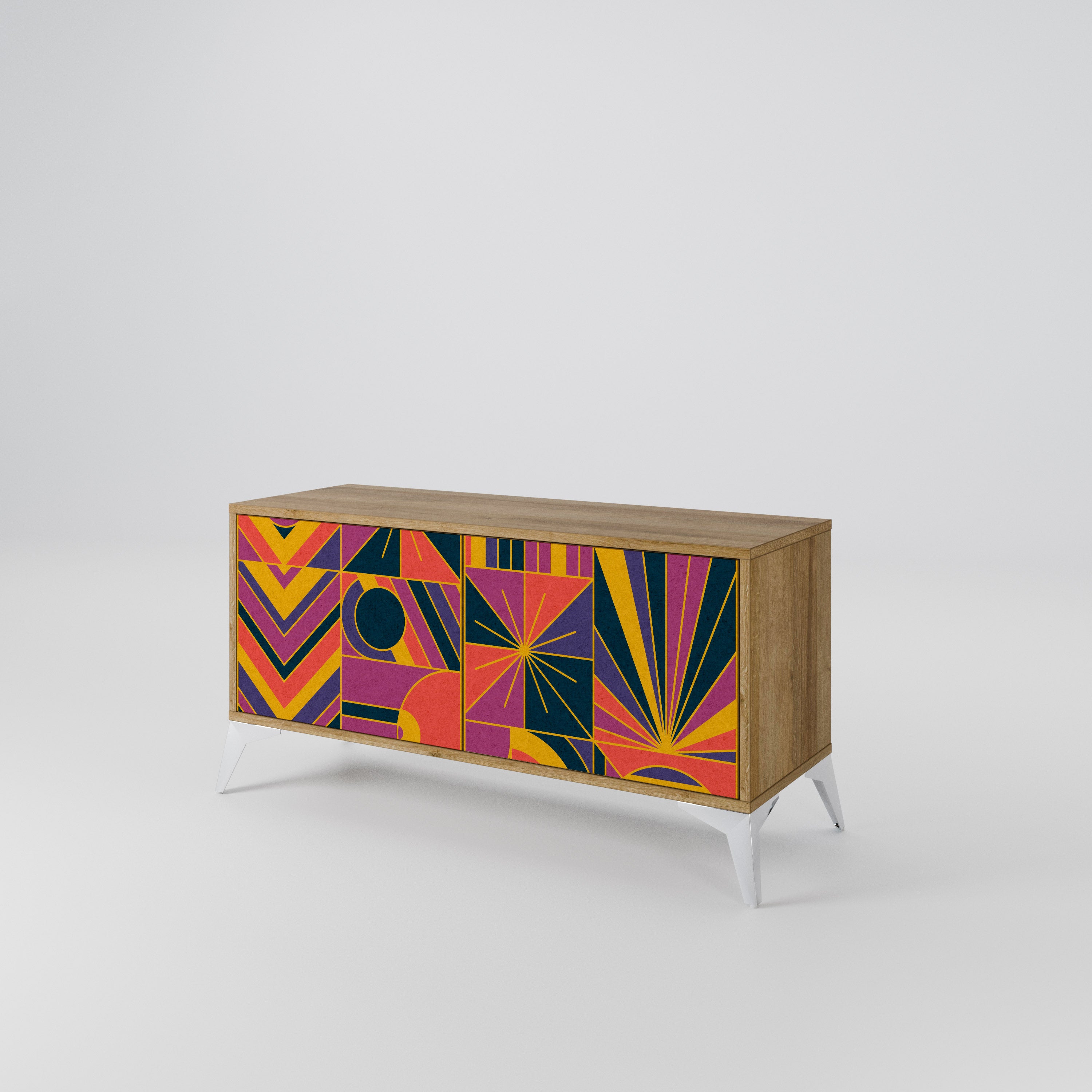 ELECTRIC PATTERNS Compact 2-Door TV Cabinet