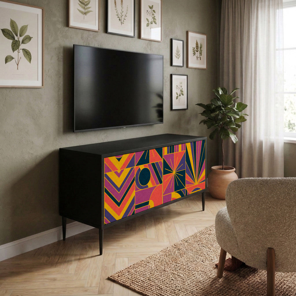 ELECTRIC PATTERNS Compact 2-Door TV Cabinet