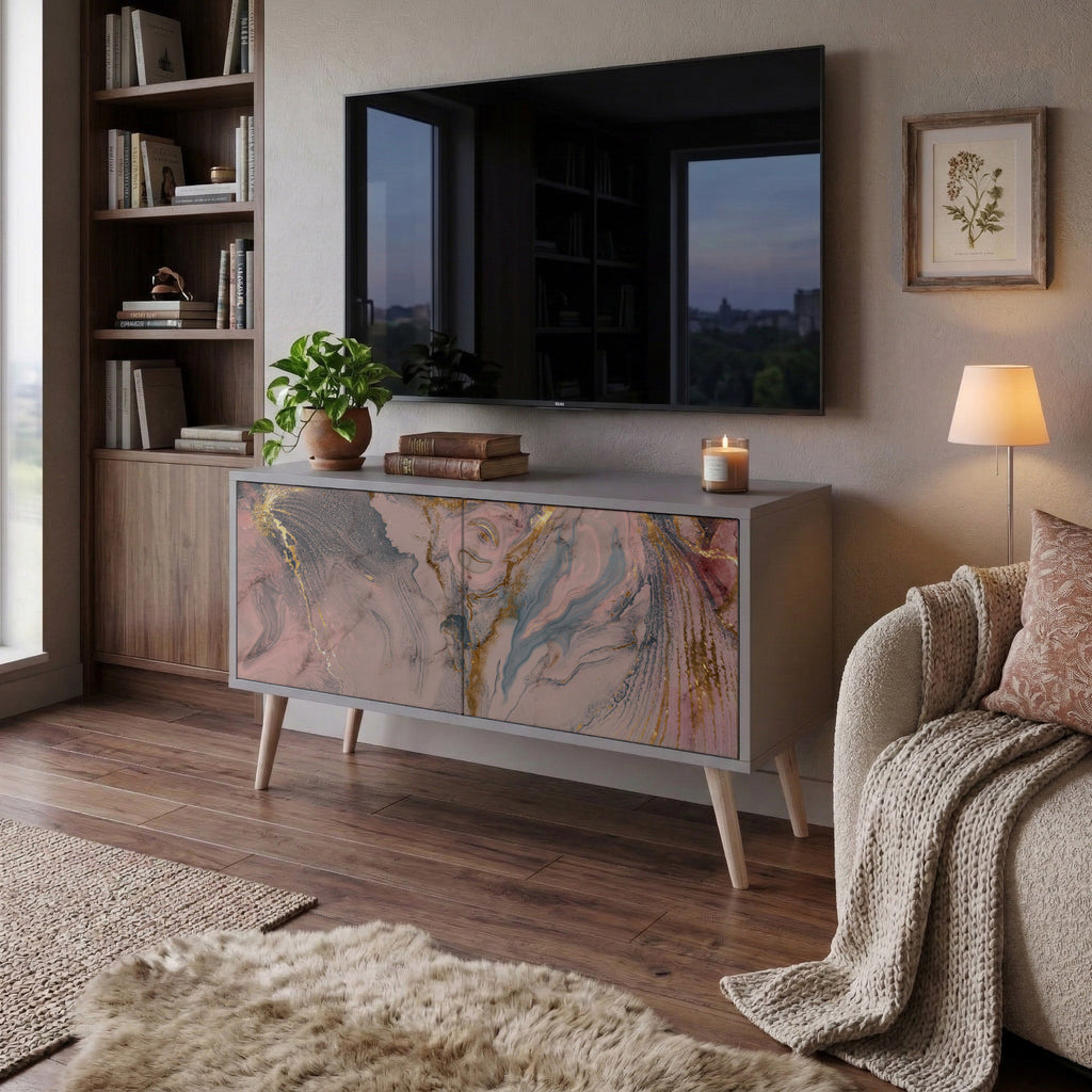 GILDED SWIRLS Compact 2-Door TV Cabinet