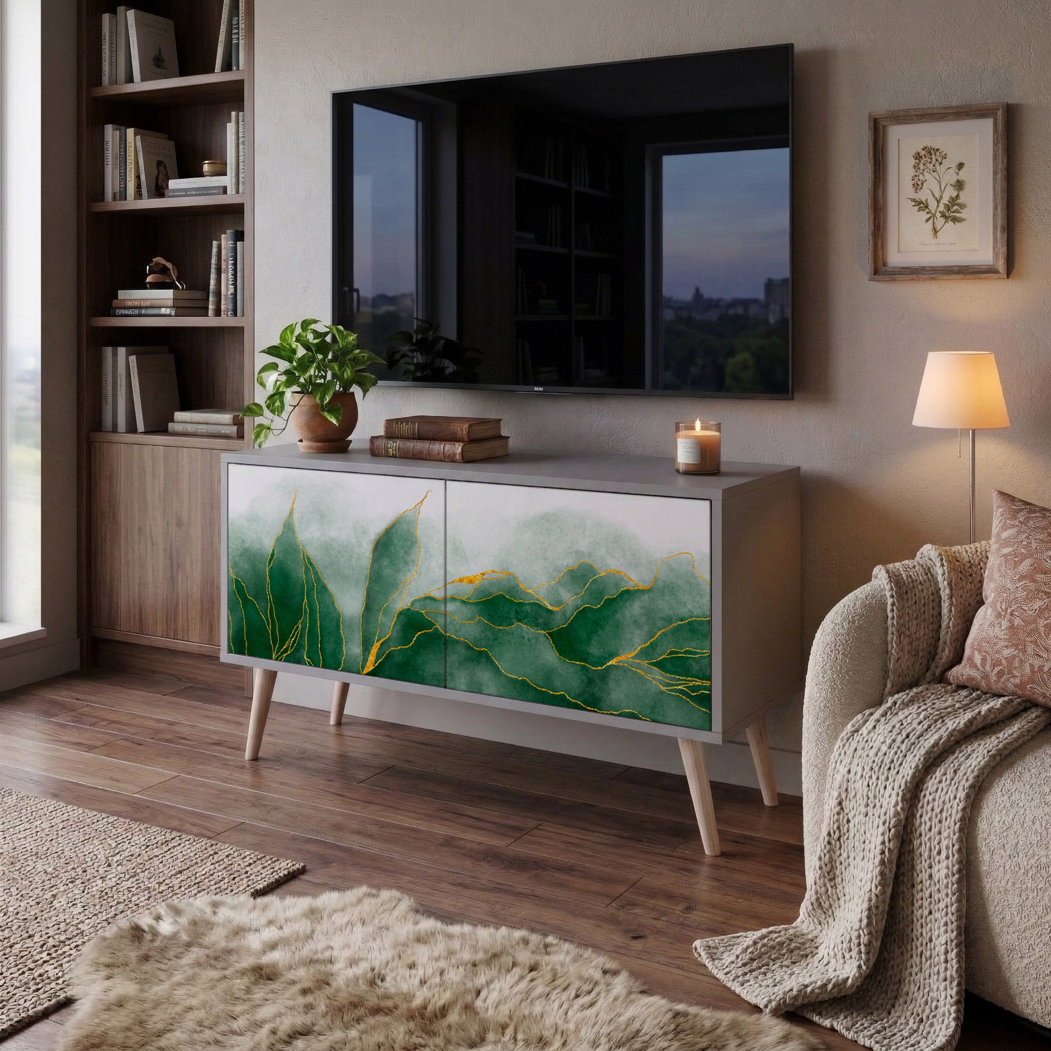 EXPENSIVE NATURE Compact 2-Door TV Cabinet