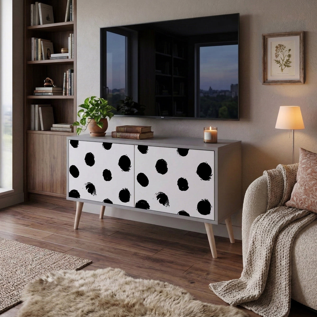 SLIPPING MINUTES Compact 2-Door TV Cabinet