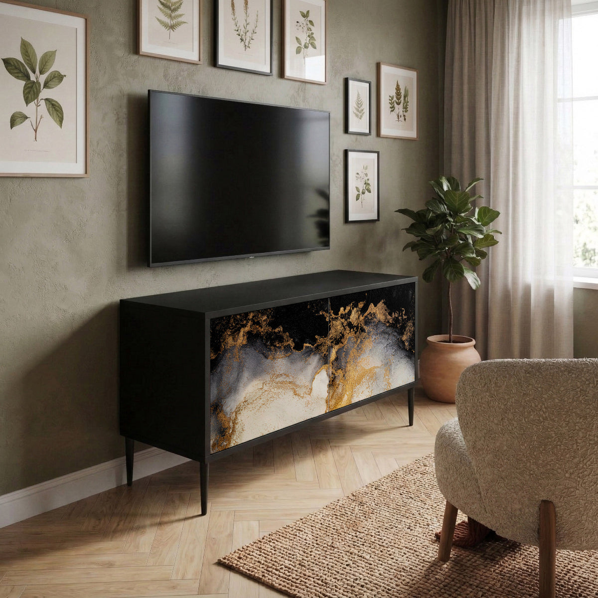 MARBLE OF TOMMORROW Compact 2-Door TV Cabinet