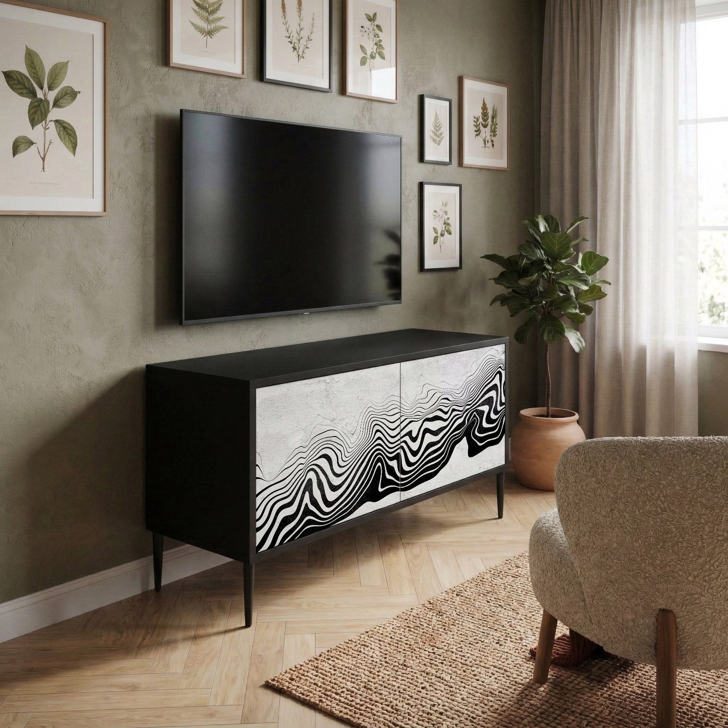 MONOCHROME MIRAGE Compact 2-Door TV Cabinet