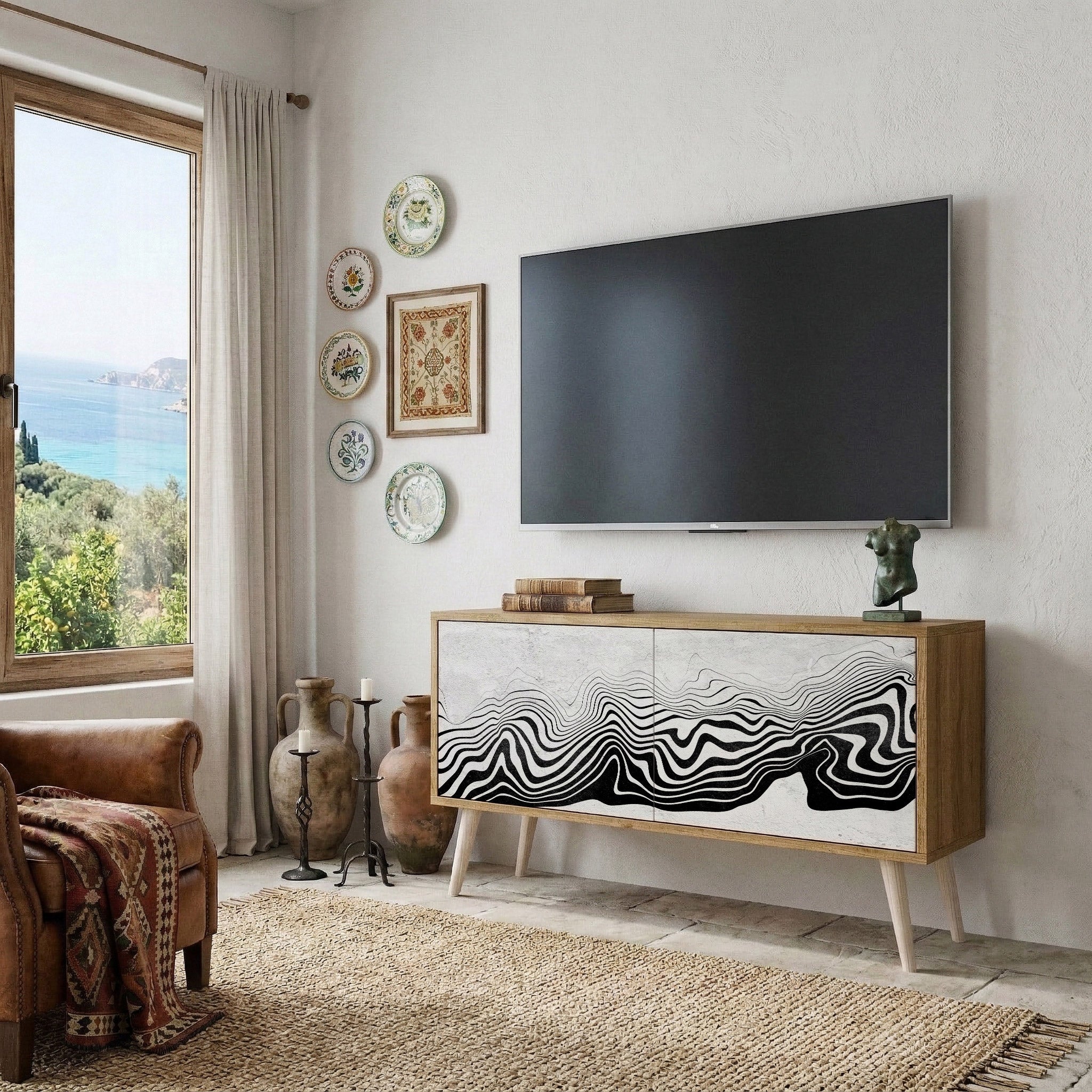 MONOCHROME MIRAGE Compact 2-Door TV Cabinet
