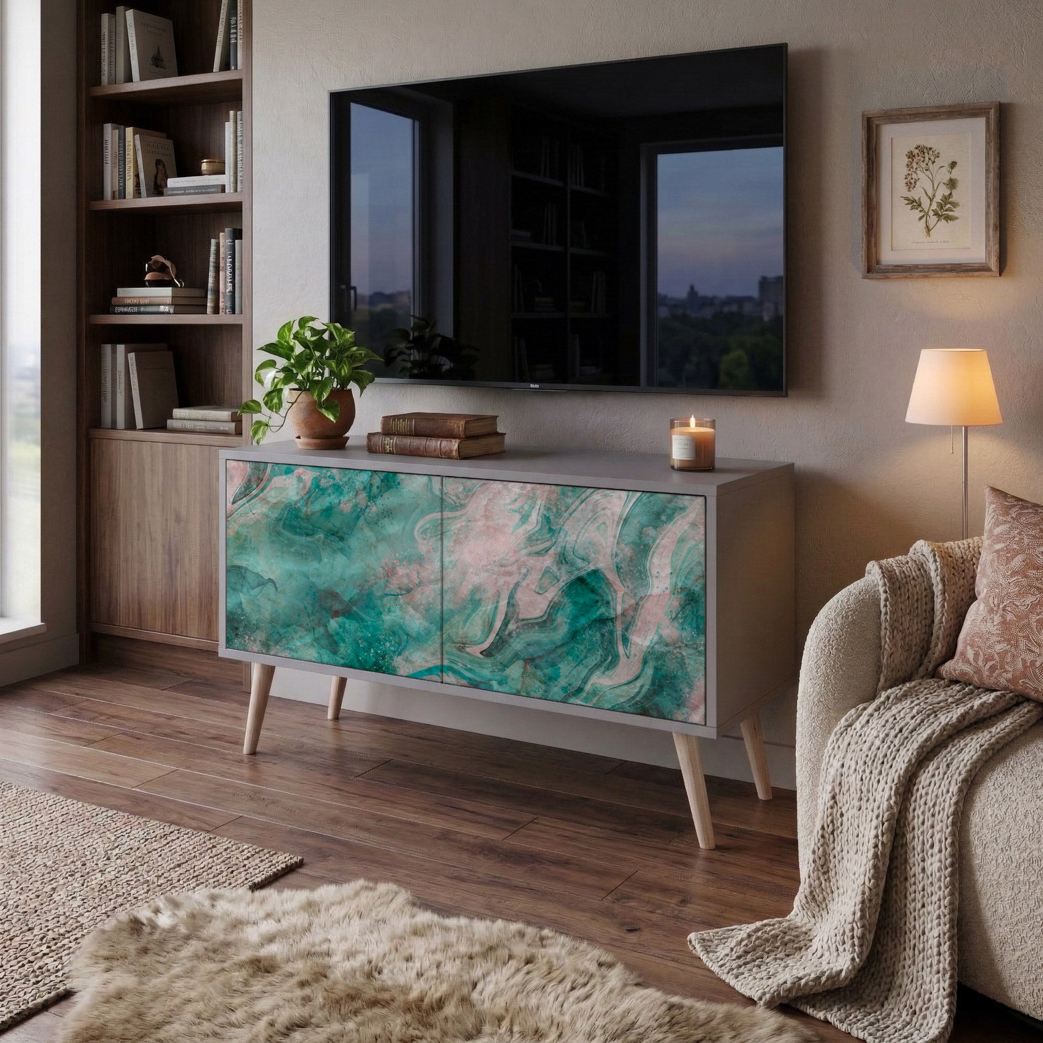 ABSTRACT ALCHEMY Compact 2-Door TV Cabinet