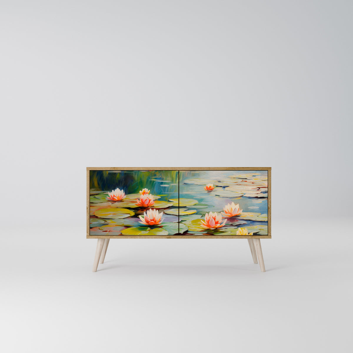 BLOOMING WATERS Compact 2-Door TV Cabinet