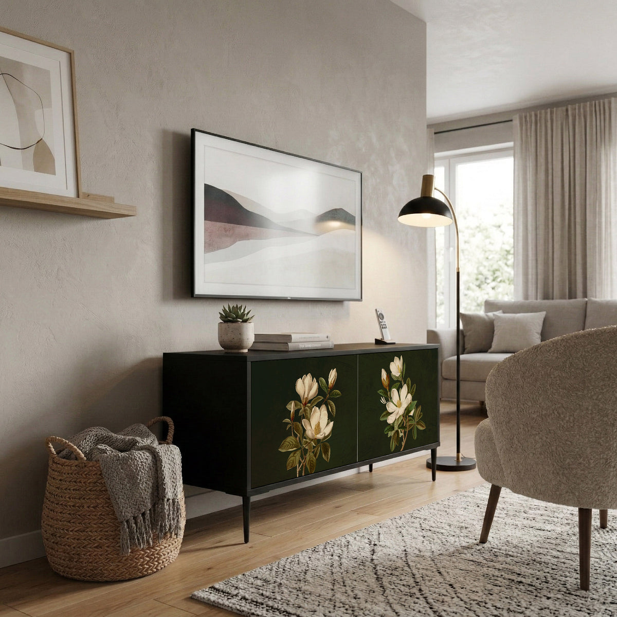 FLORAL NOIR Compact 2-Door TV Cabinet