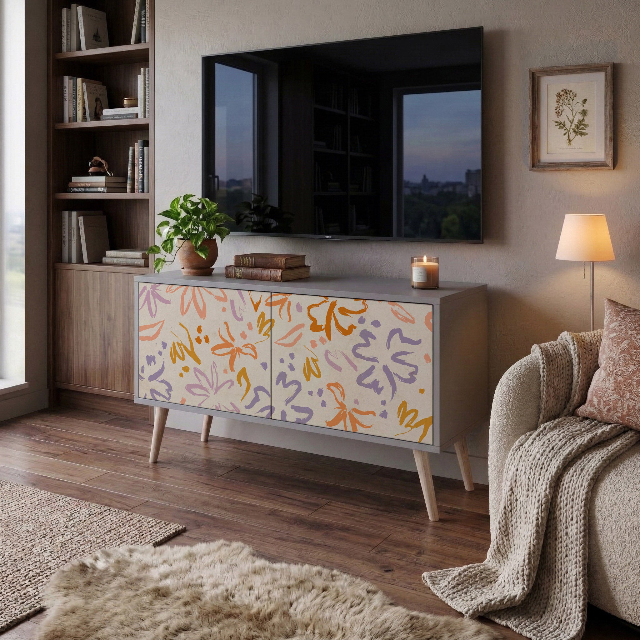 SPRING WHIMSY Compact 2-Door TV Cabinet