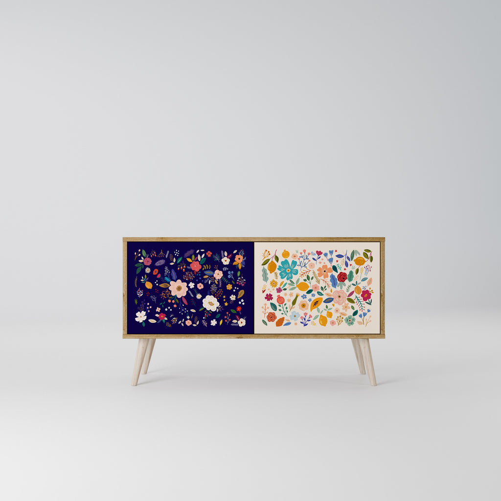 FLORAL COMBINATION Compact 2-Door TV Cabinet