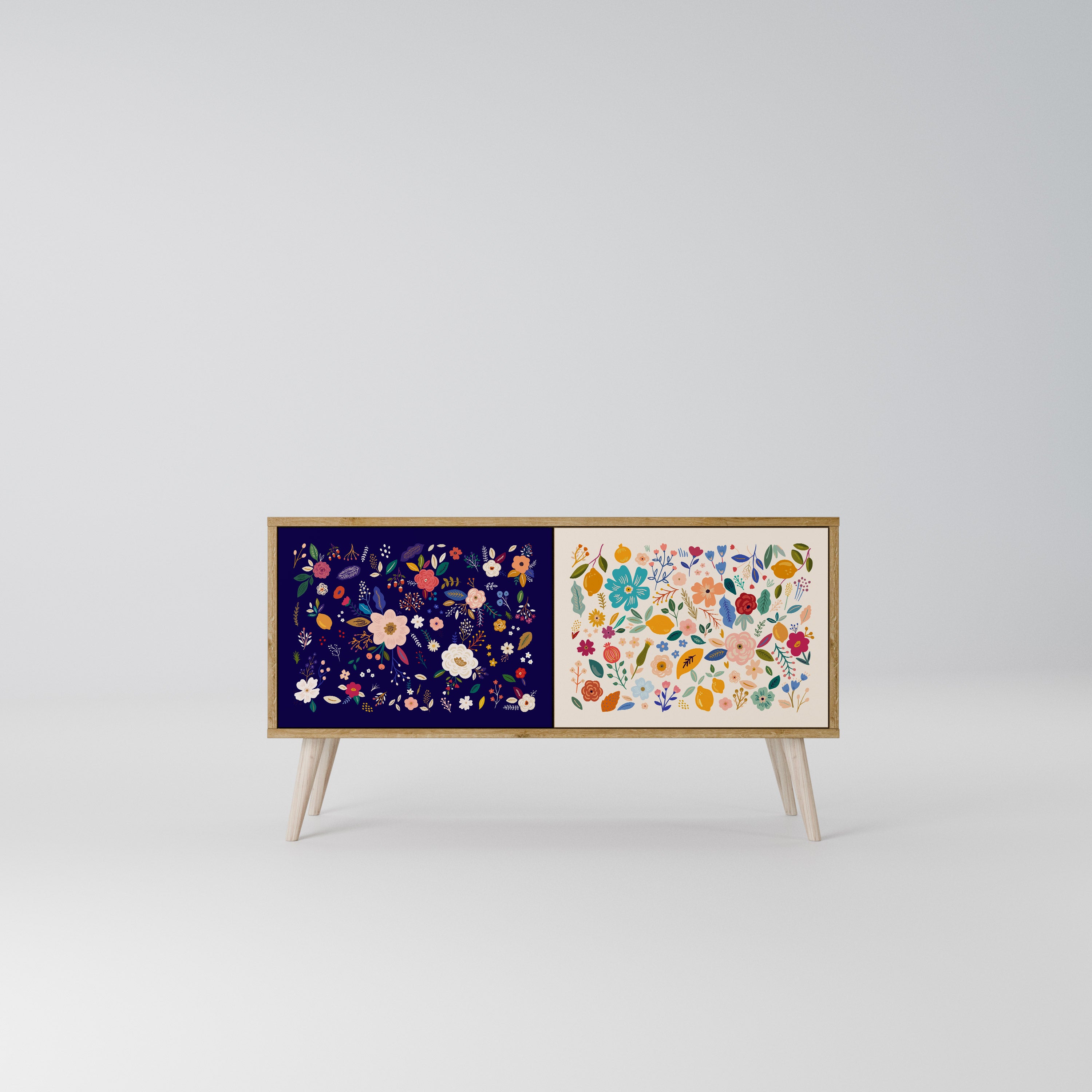 FLORAL COMBINATION Compact 2-Door TV Cabinet