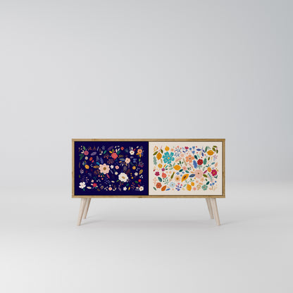 FLORAL COMBINATION Compact 2-Door TV Cabinet