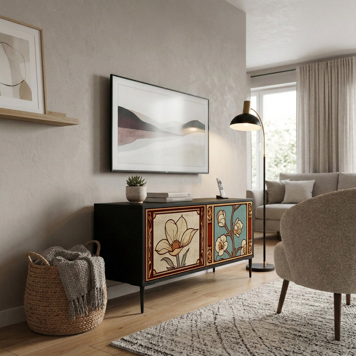 TIMELESS FLORA Compact 2-Door TV Cabinet