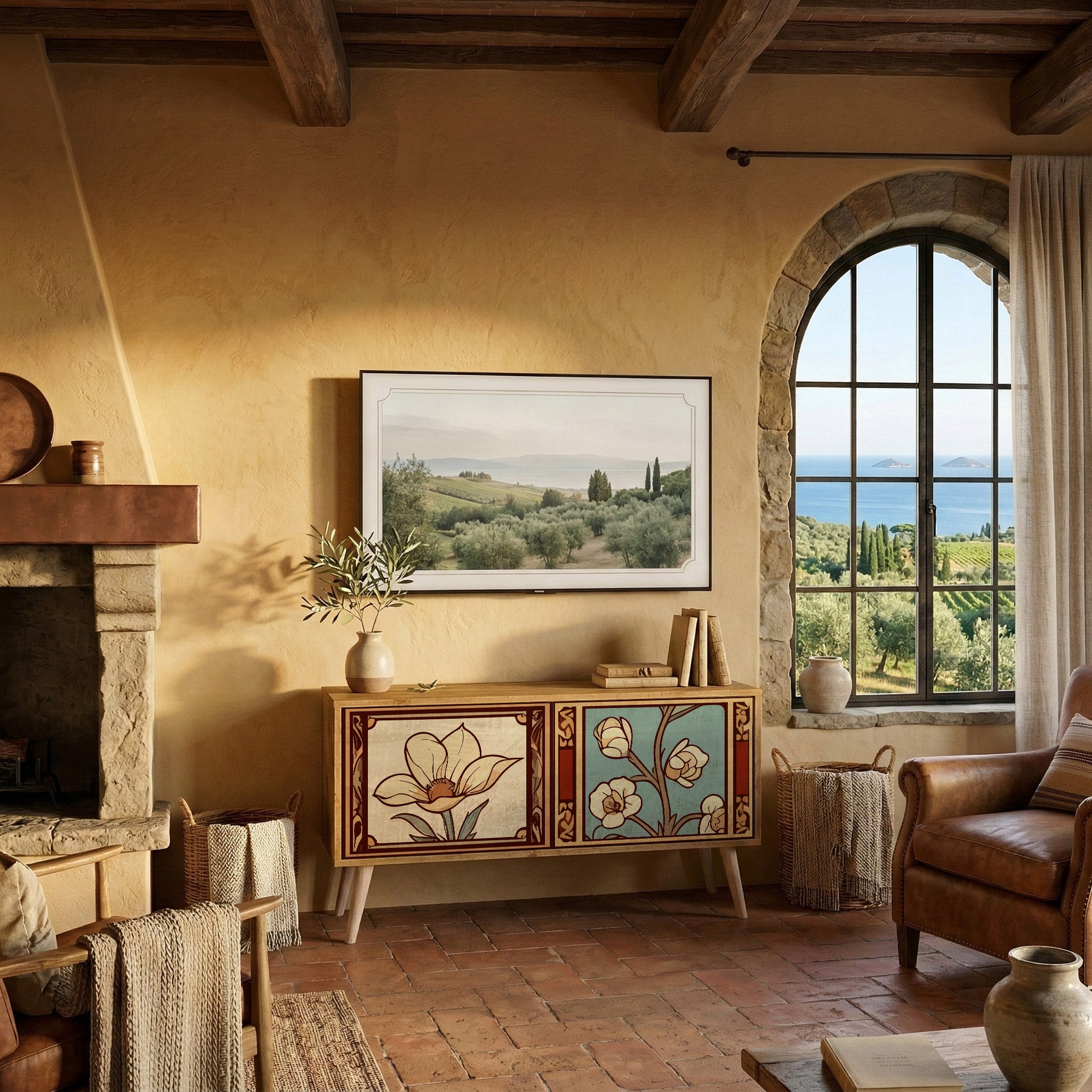 TIMELESS FLORA Compact 2-Door TV Cabinet