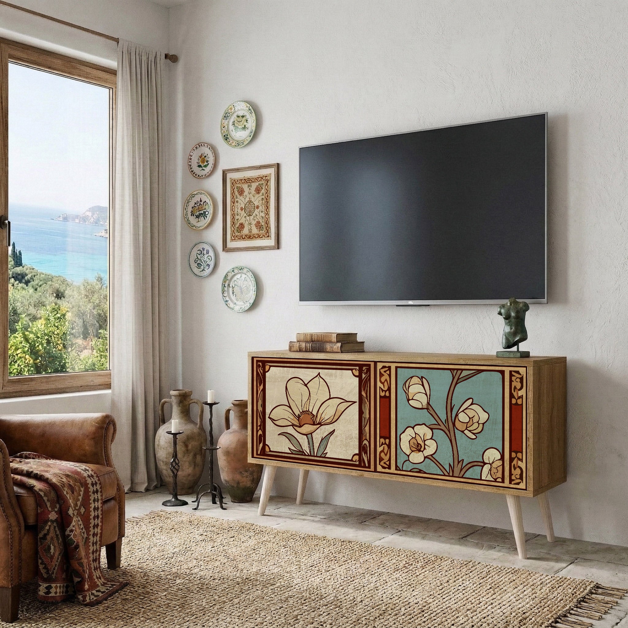 TIMELESS FLORA Compact 2-Door TV Cabinet