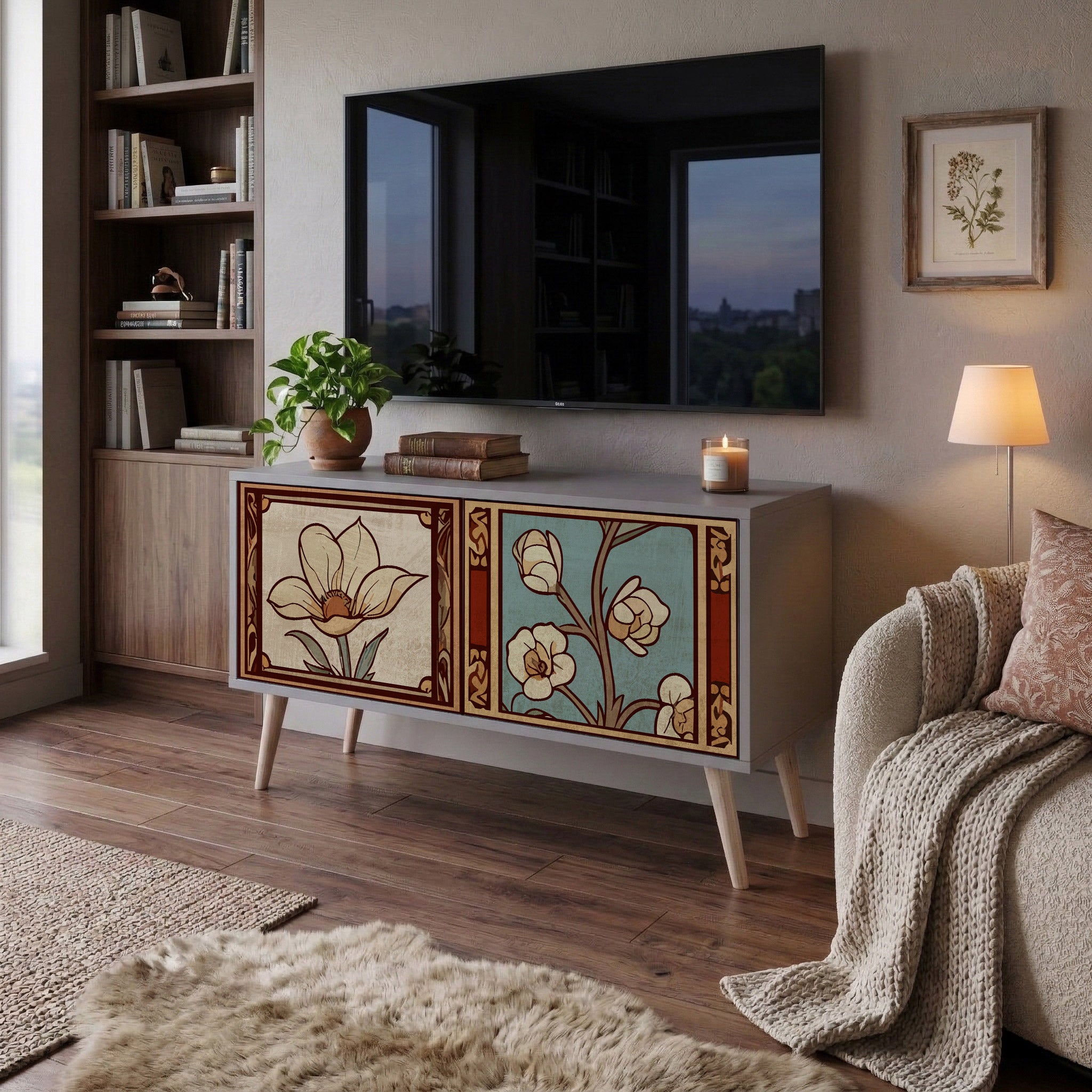 TIMELESS FLORA Compact 2-Door TV Cabinet