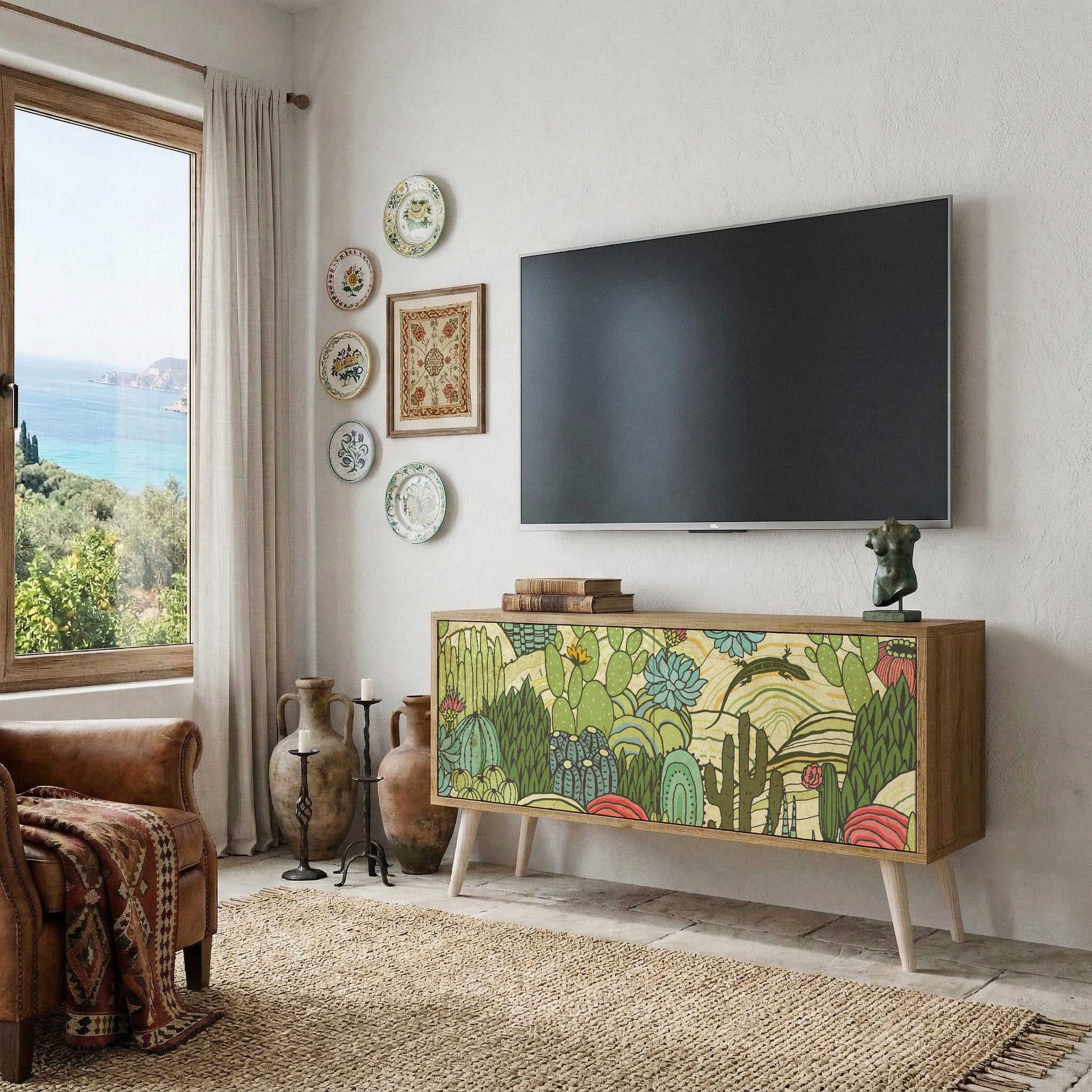 SUCCULENTS KALEIDOSCOPE Compact 2-Door TV Cabinet