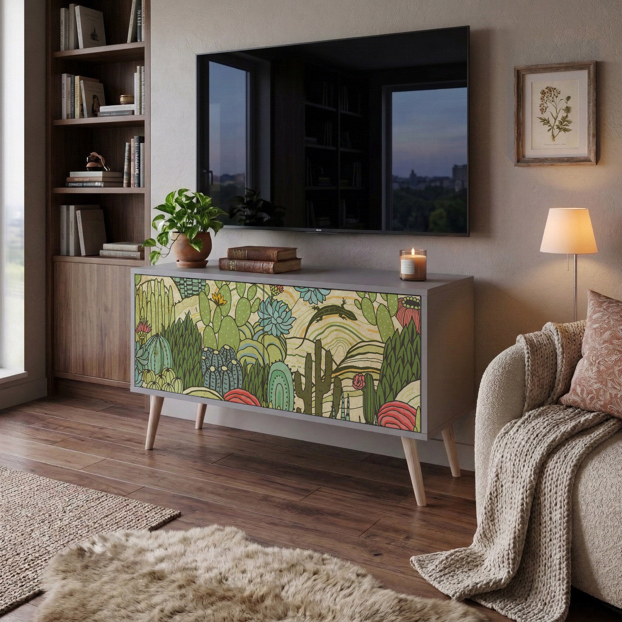 SUCCULENTS KALEIDOSCOPE Compact 2-Door TV Cabinet
