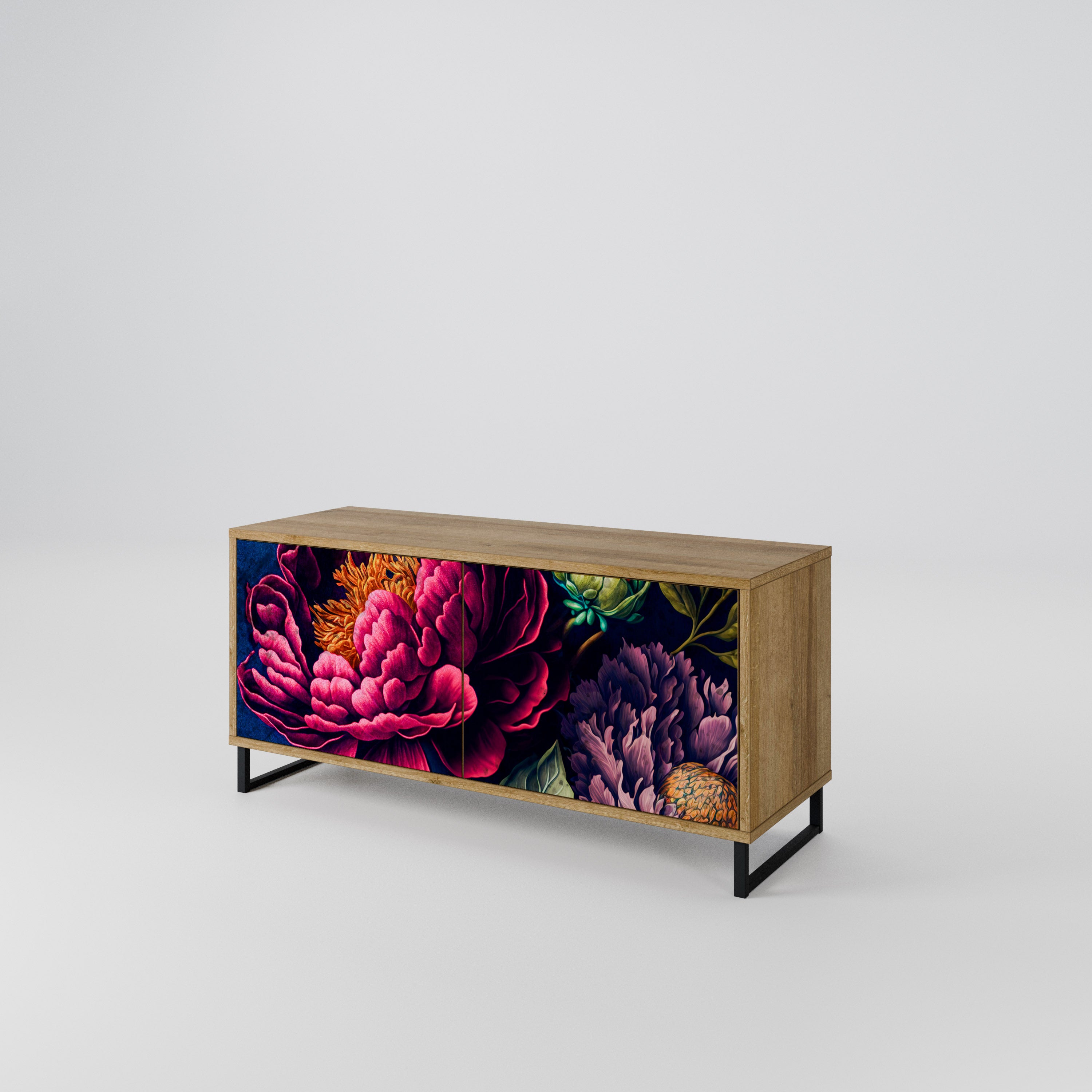 BLOOMING ELEGANCE Compact 2-Door TV Cabinet